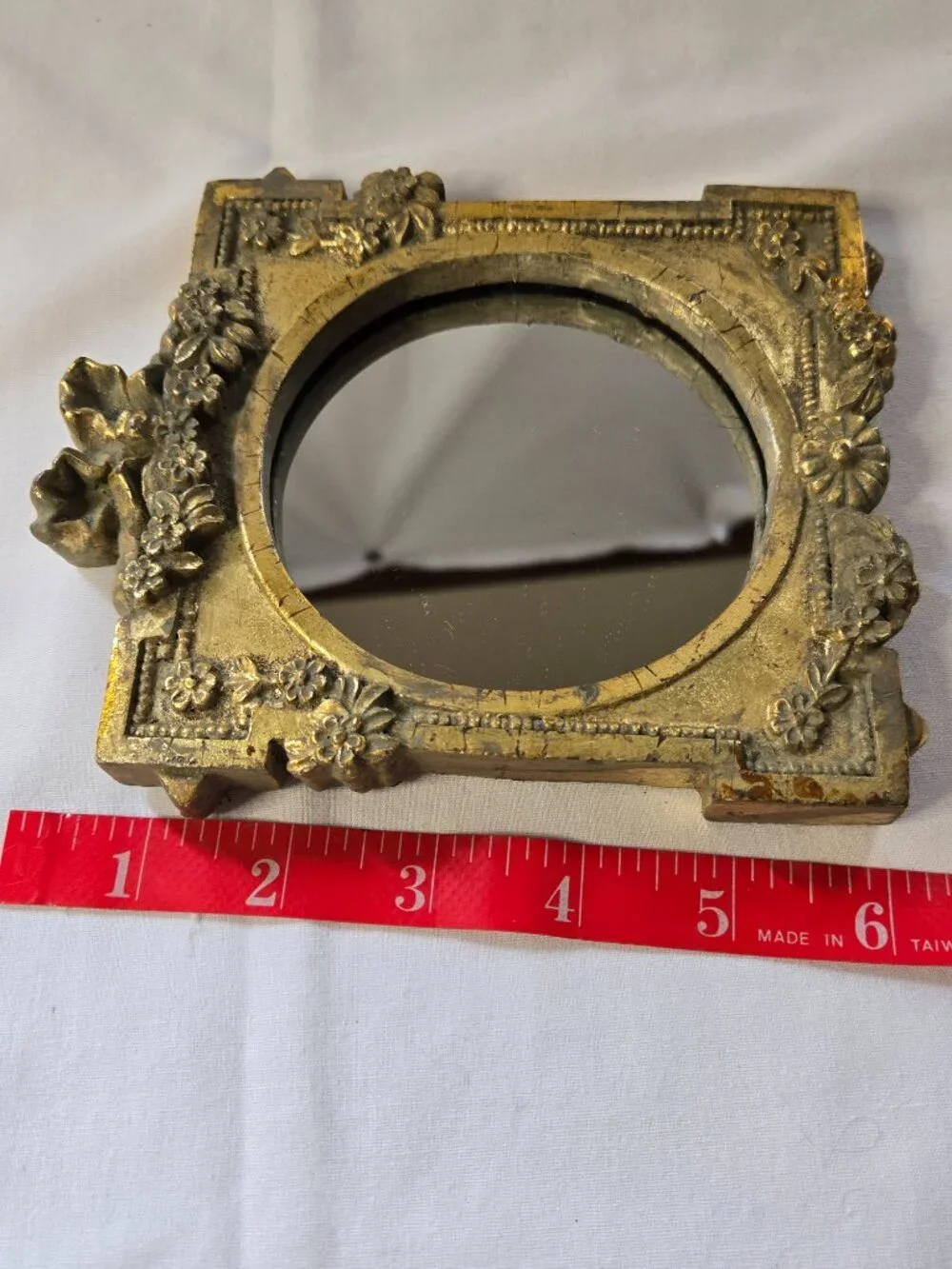 Elegant Gold Old World Look Mirror with Bow and Floral Accents